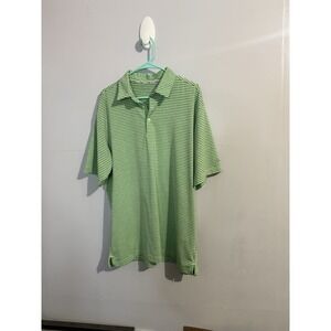 Walter Hagen Polo Golf Shirt Men's L Short Sleeve Green and Grey Striped EUC